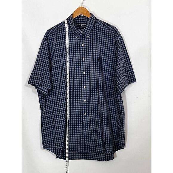 Ralph Lauren Men's Short Sleeve Blue Plaid Blake 100% Cotton Pre-Owned - Picture 3 of 8